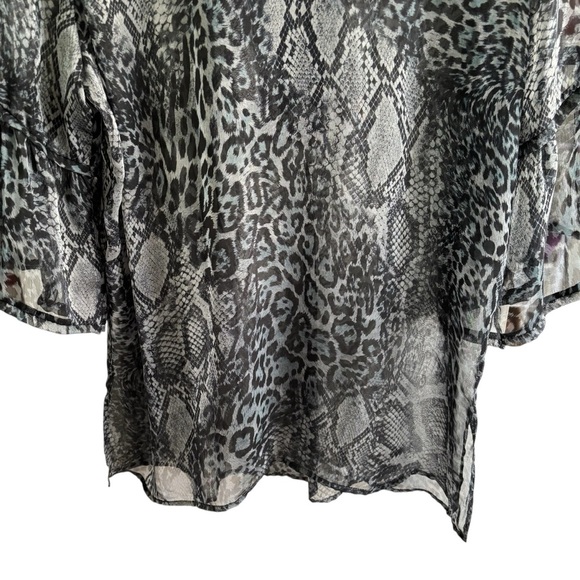 Embellished Animal Print Sheer Tunic Top Women’s Size XL Boho Peasant Dressy - Picture 11 of 16